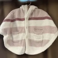 ジェラートピケフード付きストライプポンチョ 80-90cm