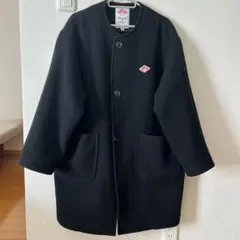 DANTON ダントン　ウールモッサ ノーカラー コート　36 ブラック