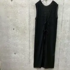 Ray Cassin レースロングベスト ノースリーブワンピース ジレ ブラック
