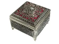 アクセサリーケース ジュエリーケース バラ柄 シルバー 小物入れ ヴィンテージ