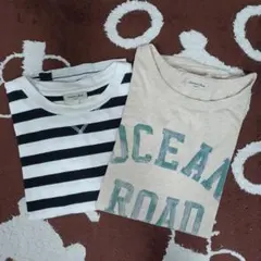 Samansa Mos2　半袖Tシャツ２枚set プリント良好&ボーダー難あり