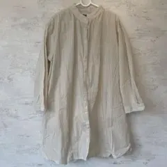 【美品！】UNIQLO U ユニクロ　ストライプ柄 長袖シャツワンピース 130