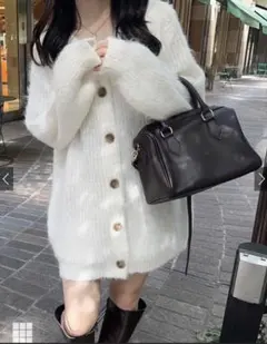 GRL/グレイル/ウール混ニットロングカーディガン[an1284]