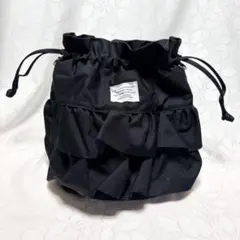 GRL ダブルフリルショルダー巾着バッグ 黒