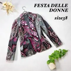 フェスタデッレドンネ 豪華 ペイズリー 花柄 ベルベット調 ジャケット 個性派