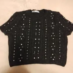 ZARA ストーン付半袖ニットトップス