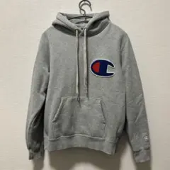 Champion チャンピオン ビックロゴ グレーパーカー 裏起毛sizeM