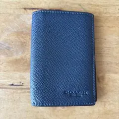 COACH ダークブルー レザー 名刺カードケース