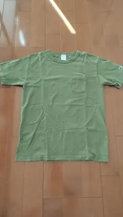 Champion T1011 オリーブグリーン M ポケット付きTシャツ