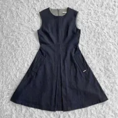 FOXEY NEWYORK デニム ワンピース ロゴ プレート フレア 38
