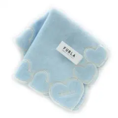新品 FURLA フルラ 水色 ハート ♡ モチーフ タオル ハンカチ タグ付