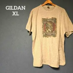 GILDAN 【XL】 レトロ インディアンヘッド Tシャツ グレー かっこいい