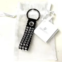 Swarovski　キーリング　黒　ラインストーン　未使用　保存袋付き Swarovski キーリング 黒 ブラック ラインストーン 未使用 保存袋付き