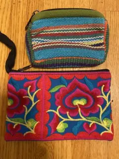部族のカラフル刺繍ポーチ2点セット新品未使用品