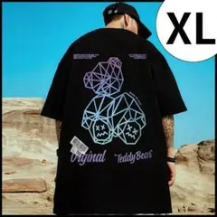【残りわずか】Tシャツ　メンズ　黒　ストリート　XL　ユニセックス　クマ　半袖