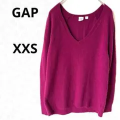 ギャップ Vネックセーター　ワインレッド　XXS　ウール混紡　ニット　赤紫色