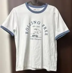 Club Peanuts スヌーピー 半袖Tシャツ ホワイト/ブルー