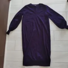 UNIQLO パープル 長袖ニットワンピース S