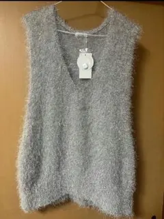 LOWRYS FARM シャギーベスト　グレーラメ