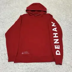 DENHAM デンハム　ロゴ　レッド　スウェット　パーカー. DENHAM フード付きレッドスウェット メンズ