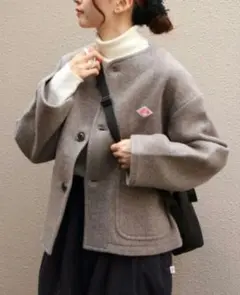 ダントン ウールモッサ カラーレスジャケット　ベージュ