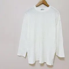 【ジーナシス】カットジャガードビッグロンT　ホワイト白系　長袖Tシャツ　ゆったりのサムネイル