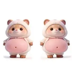 【1枚2匹セット】SNSで大人気お腹ぷにぷにシール動物シール ぷくぷく3Dシール