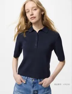 ネイビー 半袖ポロシャツ ニット　ユニクロ