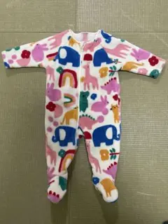 カラフル動物柄フリースロンパース