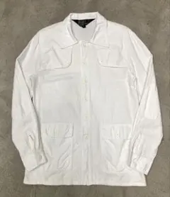 80s デザインシャツ 白 古着 M vintage