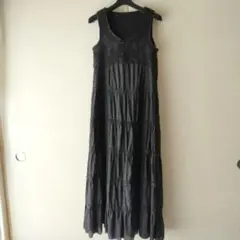 イチオク　ロングドレス　ロングワンピース　ゴスロリ　ロリータ　黒 　ノースリーブ