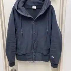 Champion 赤単タグ リバースウイーブ スナップスウェット パーカ黒