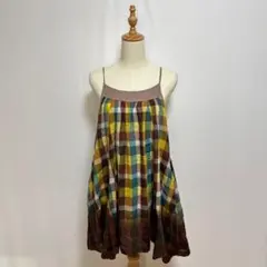 AS KNOW ASキャミチュニック　Aライン（M）チェック柄のサムネイル