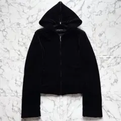 FOXEY フォクシー ベロア ジップアップパーカー セーラーカラー 黒