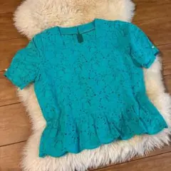 France vintageフェアリーコア カットワークレース ペプラムトップスのサムネイル