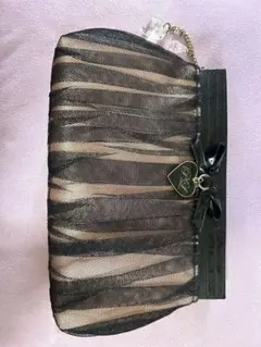 パーティーバッグ　クラッチバッグ ポーチ　リボン　ピンク　黒