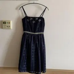 ネイビーブルー Aラインドレス
