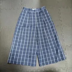 ネイビー　ホワイト　チェック ガウチョパンツ　レディース　ロペピクニック