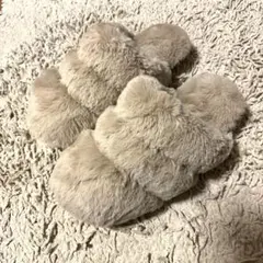 冬物再お値下げ☆ふわふわファースリッパ　ベージュ　size:L 3/29まで