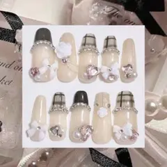 ♡ネイルチップ 現品♡ガーリー フレンチ スナ系 ワンホン 韓国 量産型 地雷