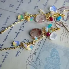 専用♦︎14kgfコッパールチルクォーツロングピアス/イヤリング