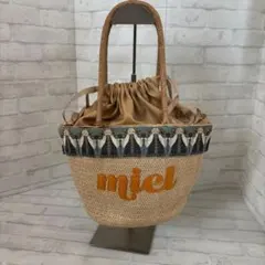 【美品】HAYNI ヘイニ かごバッグ miel ロゴ 巾着 チロリアンテープのサムネイル