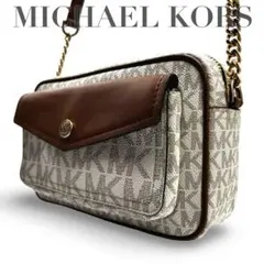 【良品】マイコルコース　ショルダーバッグ　PVC レザー　MK柄　チェーン　金具