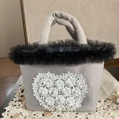 ROSE AURA ミドルサイズ チュールフリル キルティング トートバッグ 