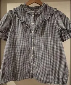 ギンガムチェック　ブラウス　poudoudou