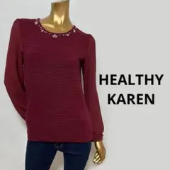 【3298】HEALTHY KAREN 袖シースルー リブニット Mのサムネイル