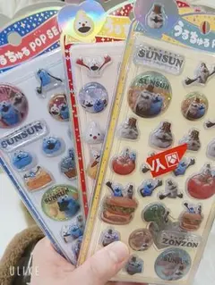 うるちゅるポップシール　パペットスンスン　スンスン　ノンノン　ゾンゾン