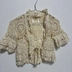 グレースコンチネンタル　アイボリー レース カーディガン ボレロ　半袖