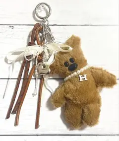じゃらじゃらキーホルダー バッグチャーム クマ ベアー パール ぬいぐるみ