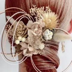 2-1A★オマケ水引付　淡い春色　くすみ系髪飾り　ヘッドドレス　卒業式　成人式